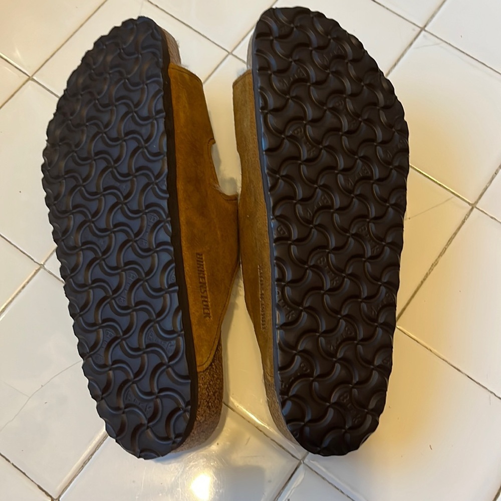 NWT Birkenstock Arizona Shearling Suede Leather Size 10 Mink Suede. - Picture 10 of 16